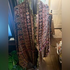 Anthropologie Tolani Multicolor Fringe Vest